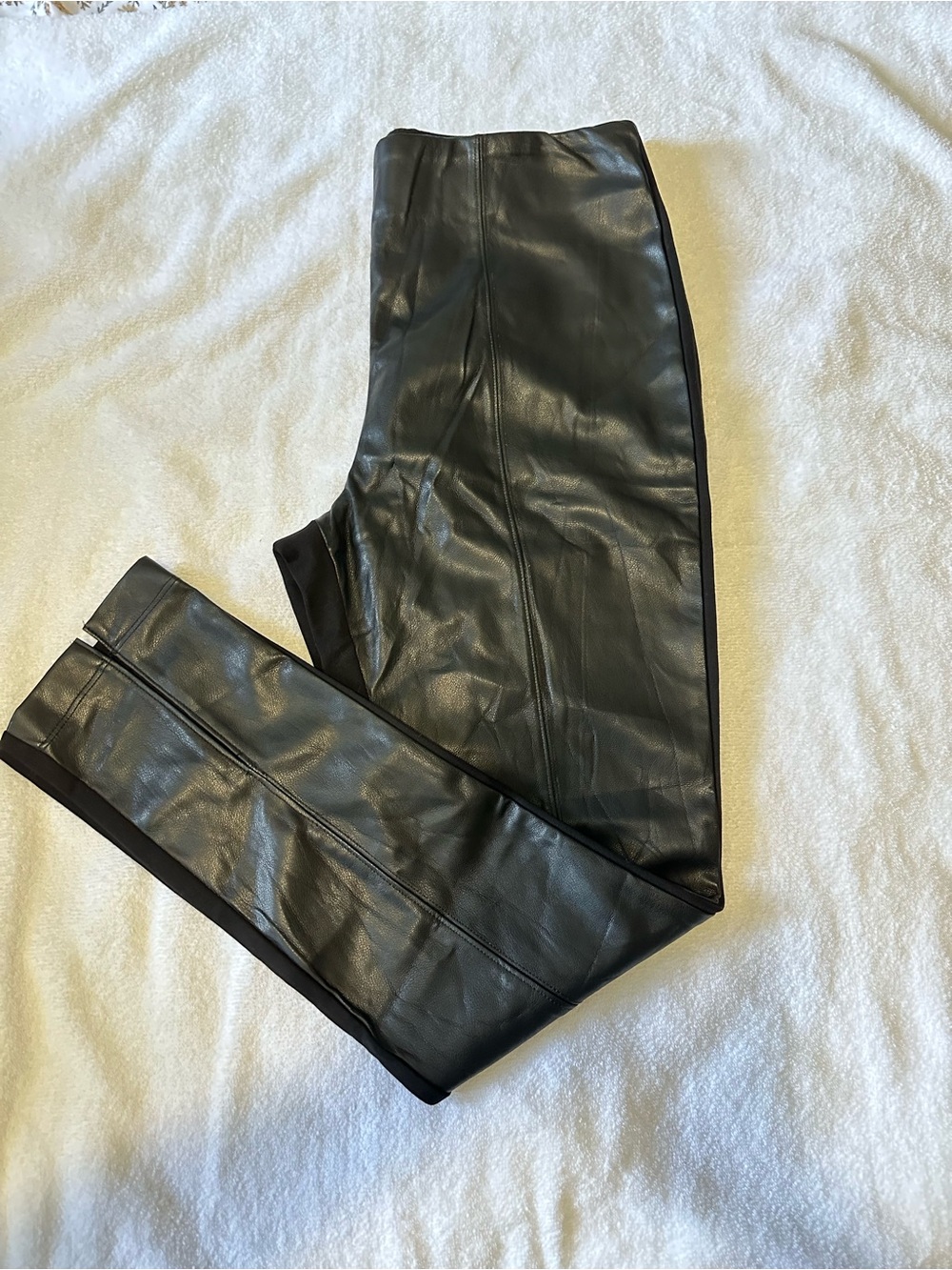 Calvin Klein Black Faux Leather Slim Fit Pants